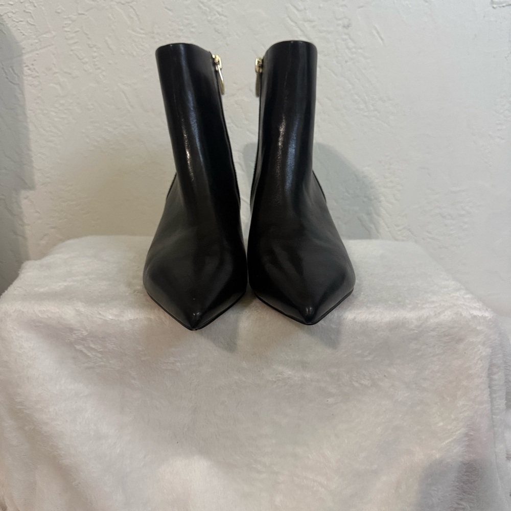 Sleek Black Heeled Ankle Boots - Picture 3 of 9